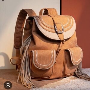 Montana West West Fringe Buckle Collection Backpack in Tan Concealed Carry